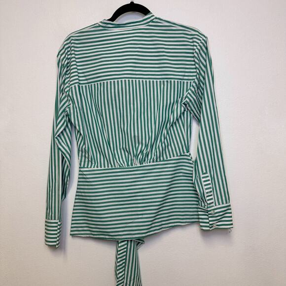 NWT $298 Veronica Beard Claude Striped Asymmetric Button-Front Top - Picture 3 of 6